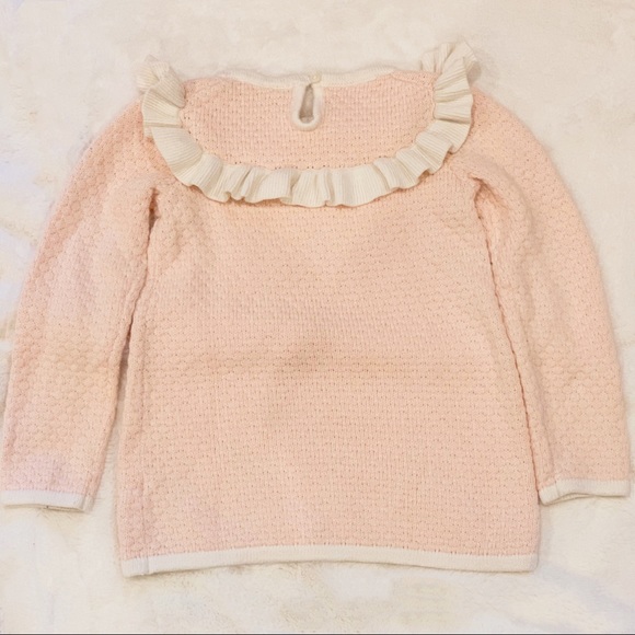 Janie and Jack Blush Pink Ruffle Sweater Size 5 - Picture 4 of 6